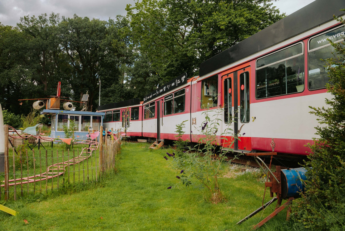Alte Straßenbahn auf der Wiese im Kliemannsland