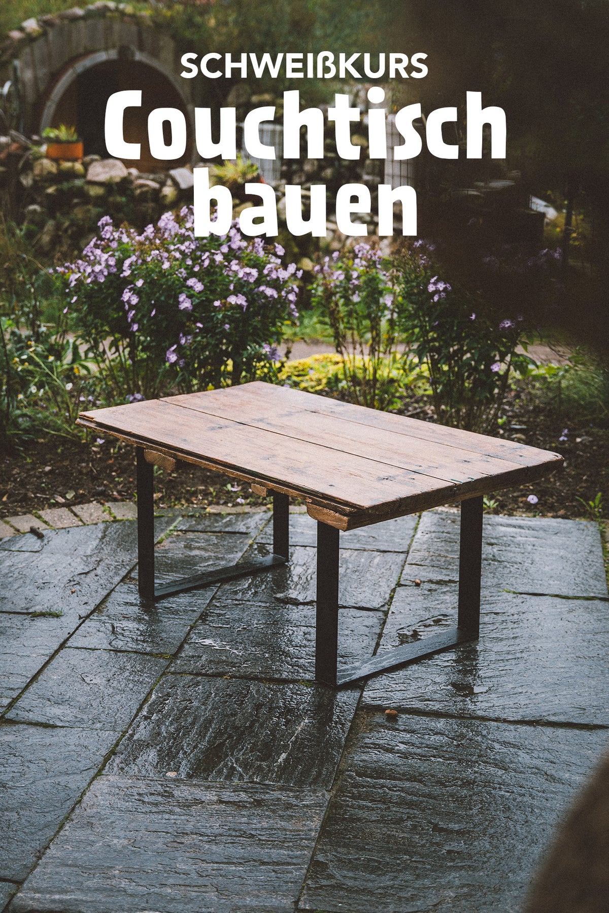 Selbst geschweißter Couchtisch mit Holzplatte